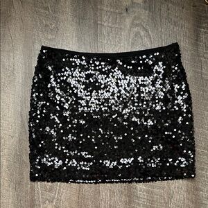 Express Black Sequin Pencil Mini Skirt